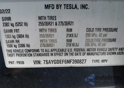 2022 Tesla Model Y Performance Dual Motor All-Wheel Drive from USA, damaged, VIN 7SAYGDEF6NF390827